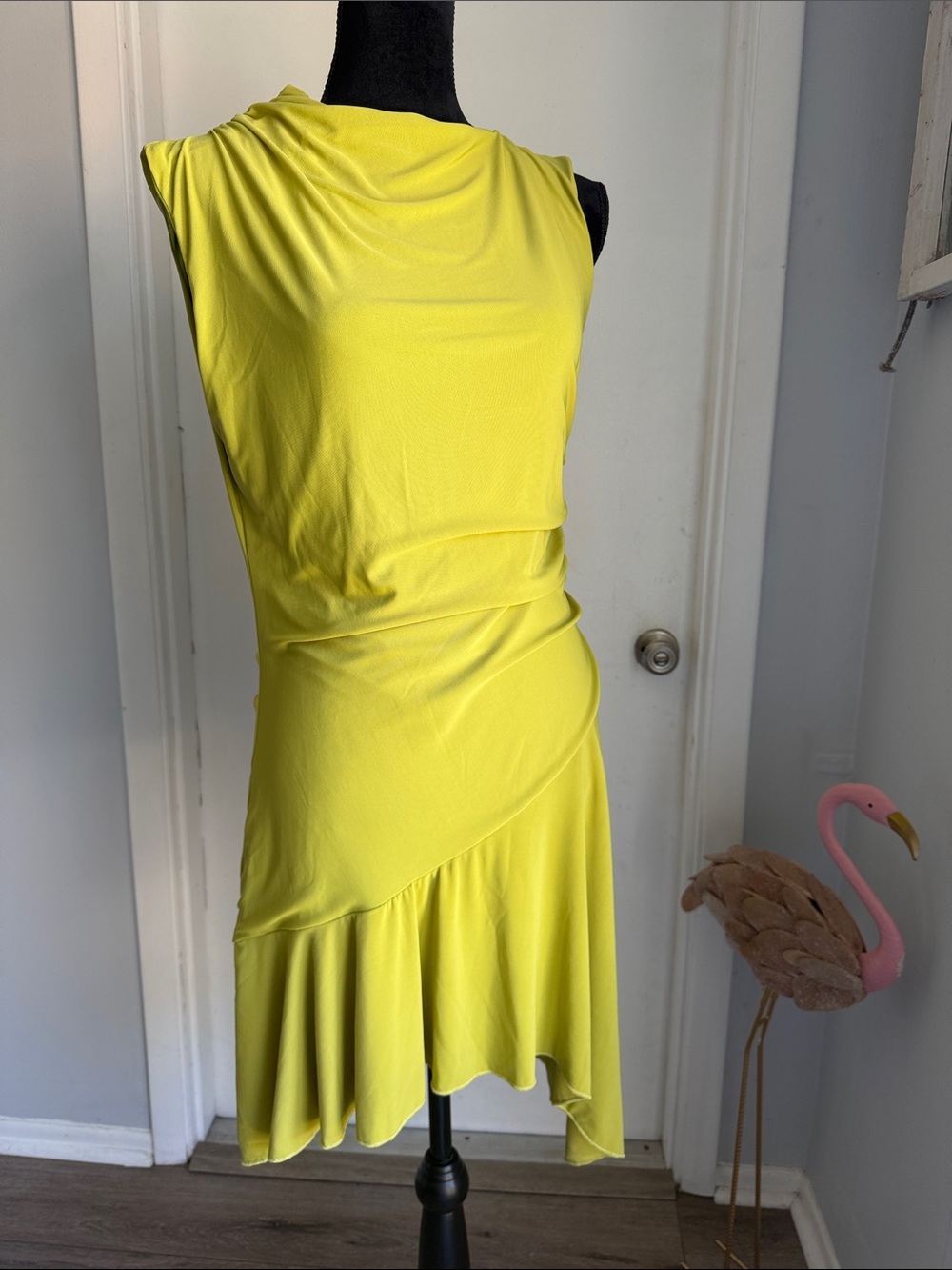 Sleeveless Lime Green Draped Midi Dress size 2xl